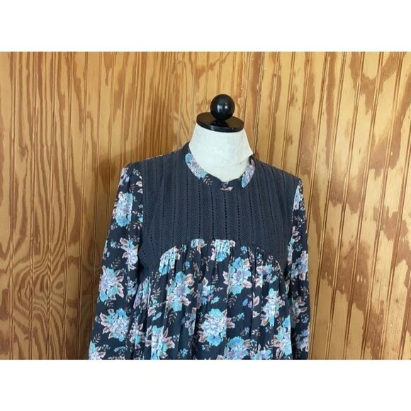 Volcom Salty Free Dress Tunic Floral Long Sleeve Knee Length Fully Lined Relax M - Picture 5 of 10